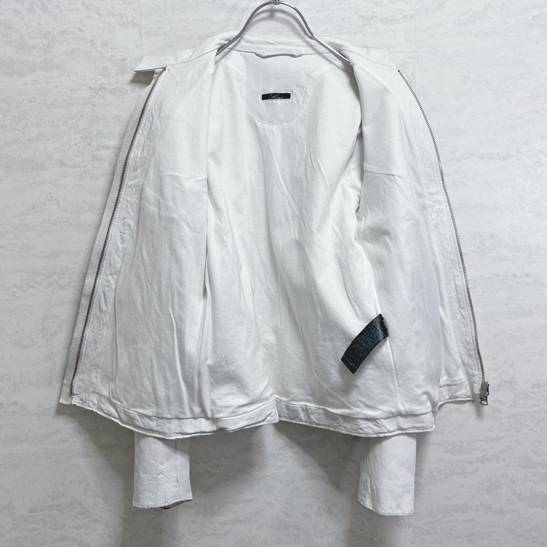 『SiSii シシ』ライダースジャケット/牛革/シングル/ホワイト/ダブルジップ