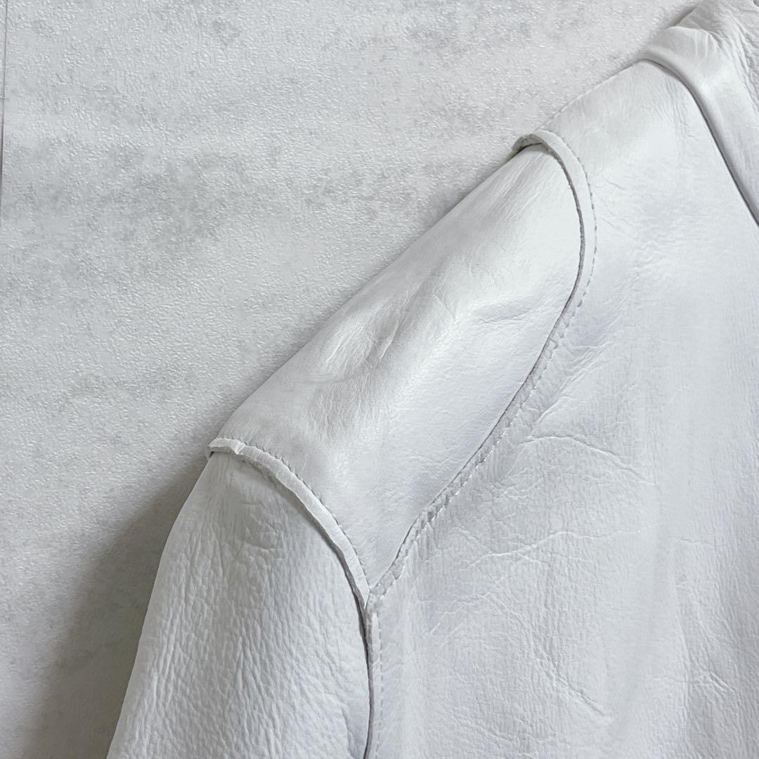 『SiSii シシ』ライダースジャケット/牛革/シングル/ホワイト/ダブルジップ