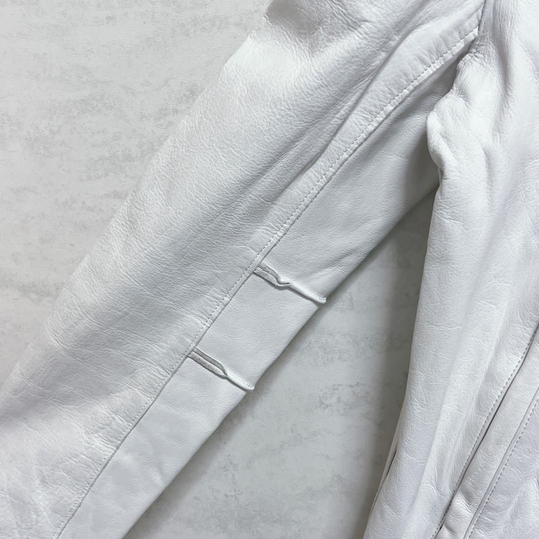『SiSii シシ』ライダースジャケット/牛革/シングル/ホワイト/ダブルジップ