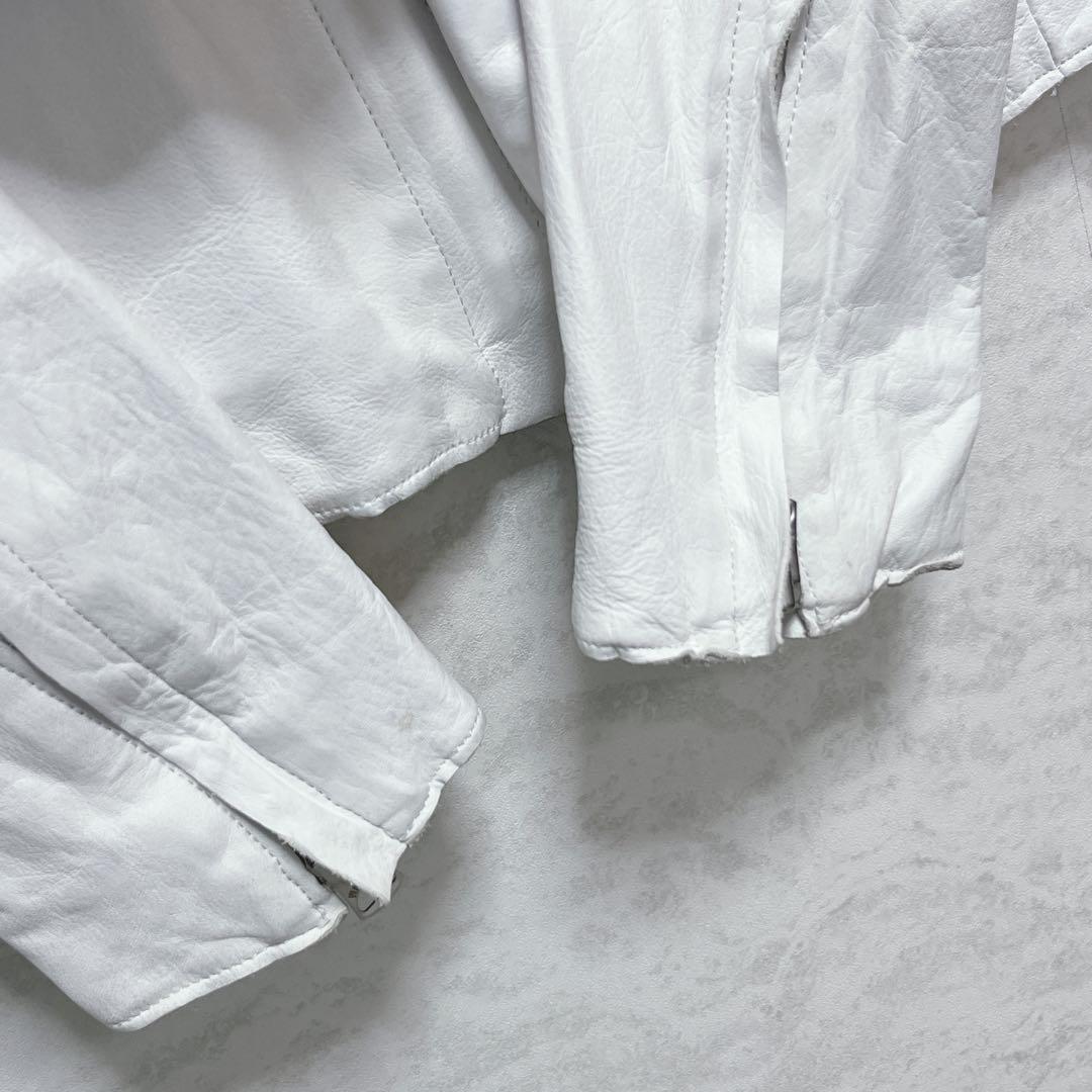 『SiSii シシ』ライダースジャケット/牛革/シングル/ホワイト/ダブルジップ