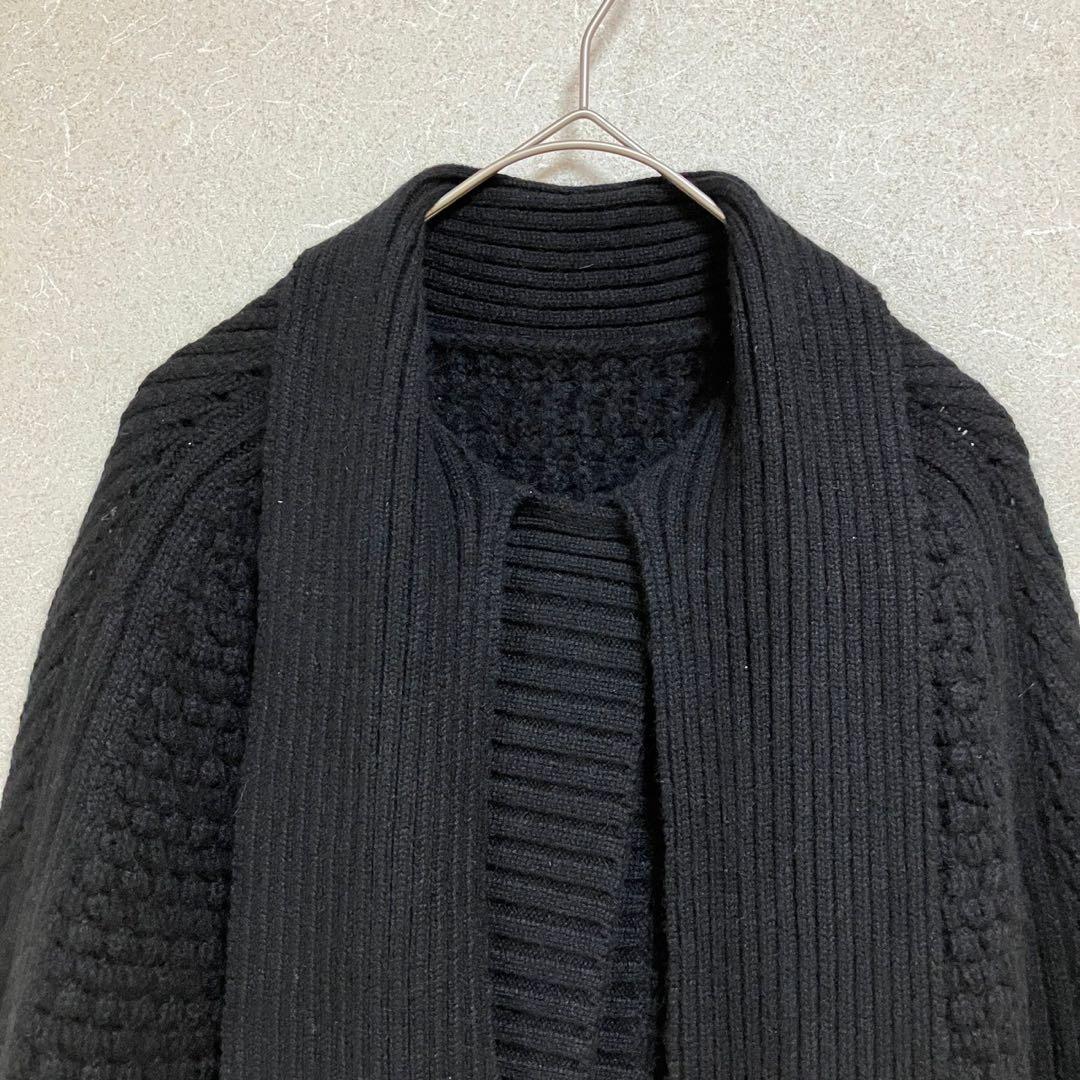 10【三陽商会】カシミヤニットケープ ショールカラー リボン ボウタイ カシミア