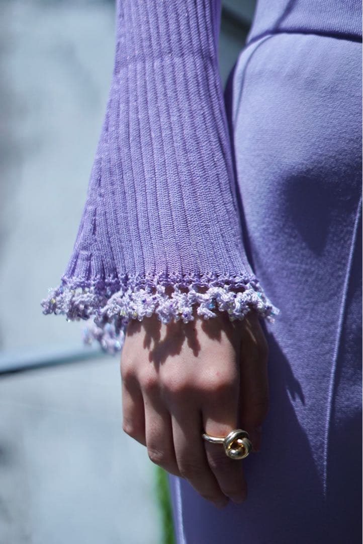 Mame Kurogouchi ビーズフレアスリーブニット