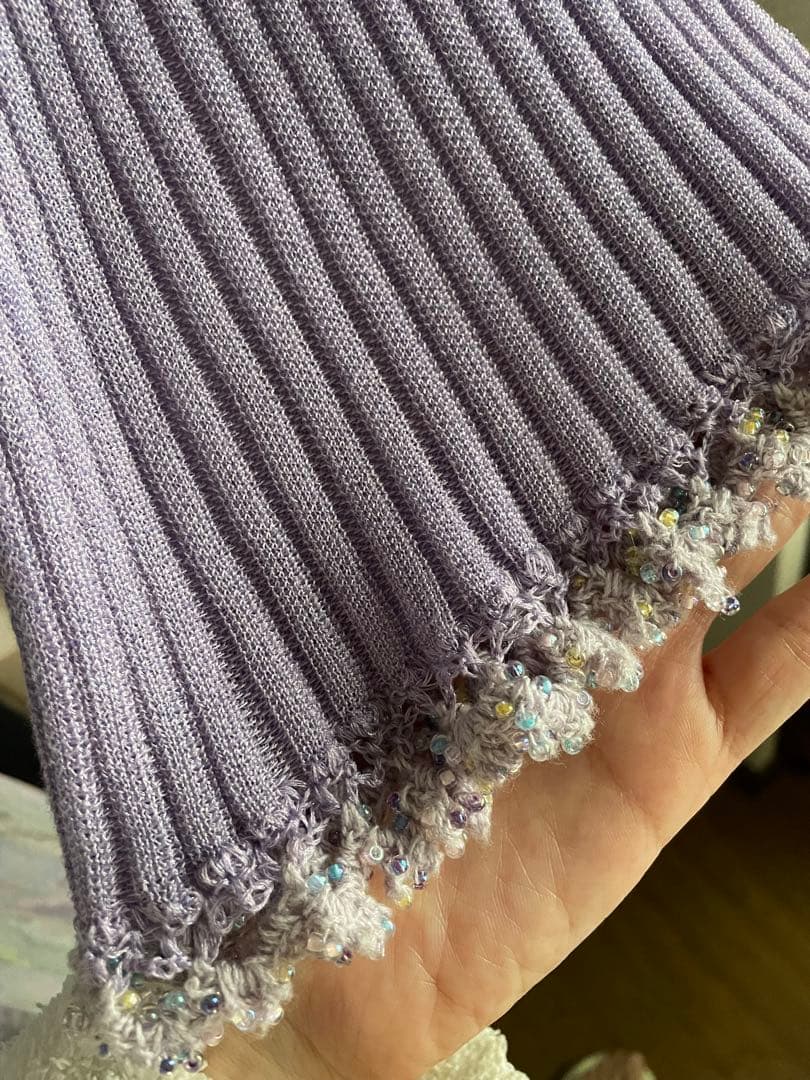 Mame Kurogouchi ビーズフレアスリーブニット