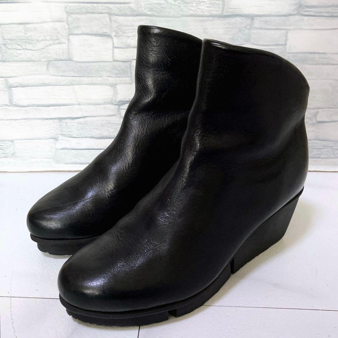 トリッペン スイフト ショートブーツ 37 バックジップ レザー 本革 黒