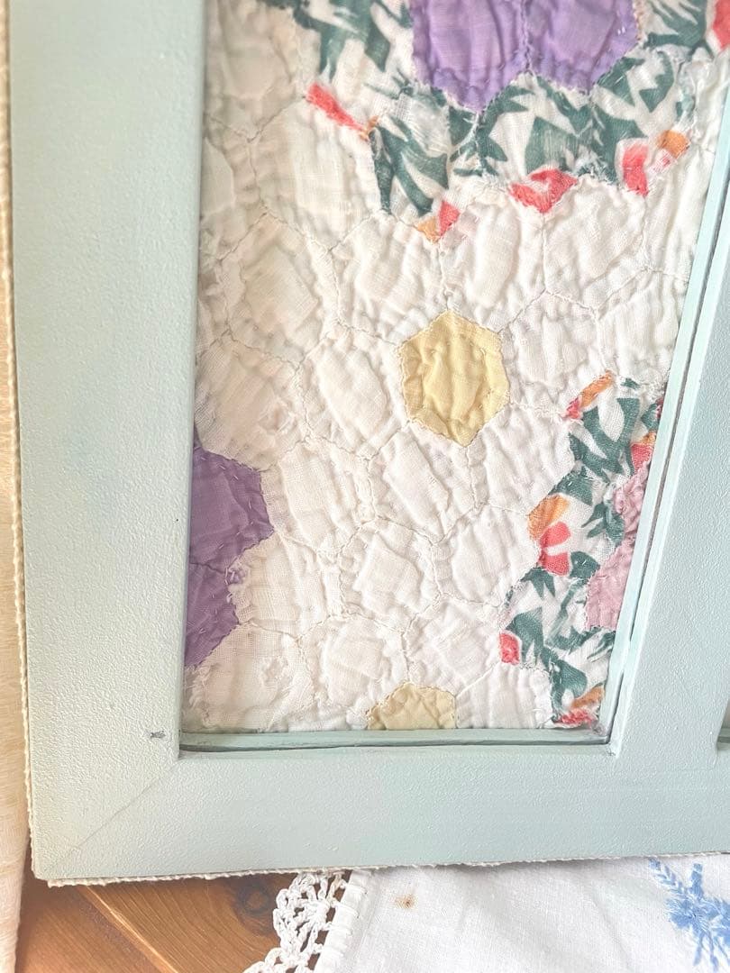Haruさま確認用です。アンティークキルト窓枠フレームリバーシブル ·ブルー·͜·