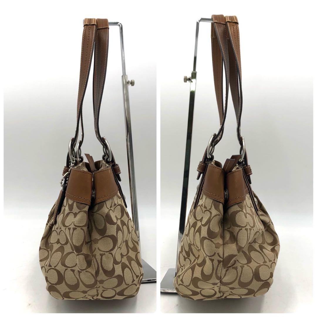 COACH コーチ トートバッグ シグネチャー キャンバス レザー ブラウン