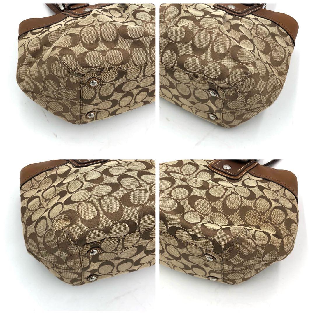 COACH コーチ トートバッグ シグネチャー キャンバス レザー ブラウン