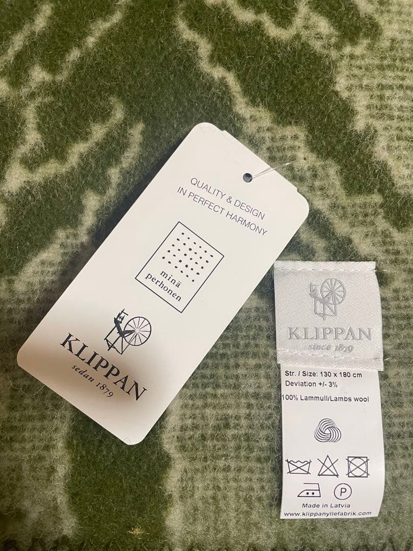 クリッパン　ミナペルホネン ハウスインザフォレスト　ウール毛布　グリーン　タグ付
