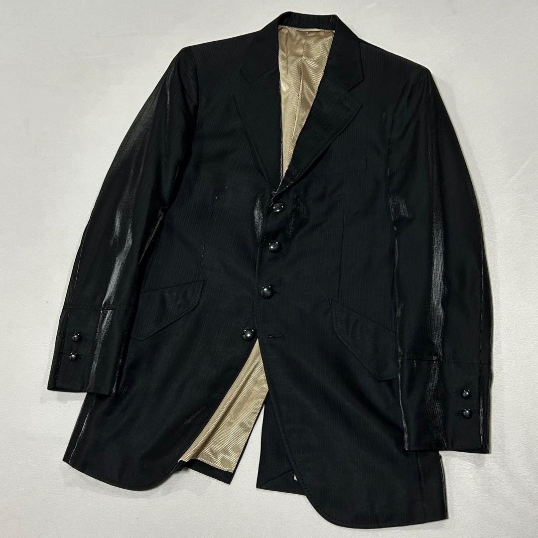 90s イタリア製 セットアップ スーツ ウール テーラードジャケット 艶 光沢