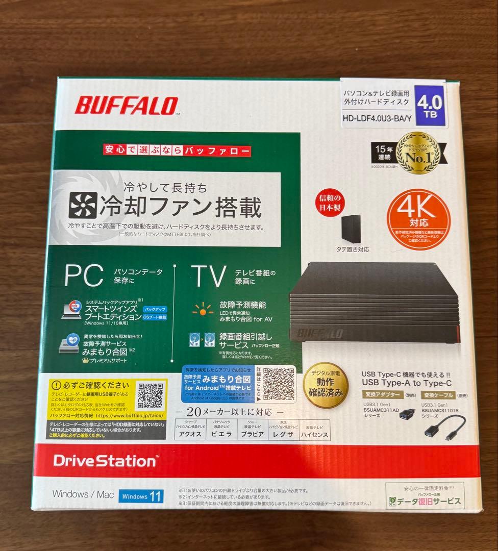 【新品未使用】BUFFALO 4TB外付けHDD HD-LDF4.0U3-BAY