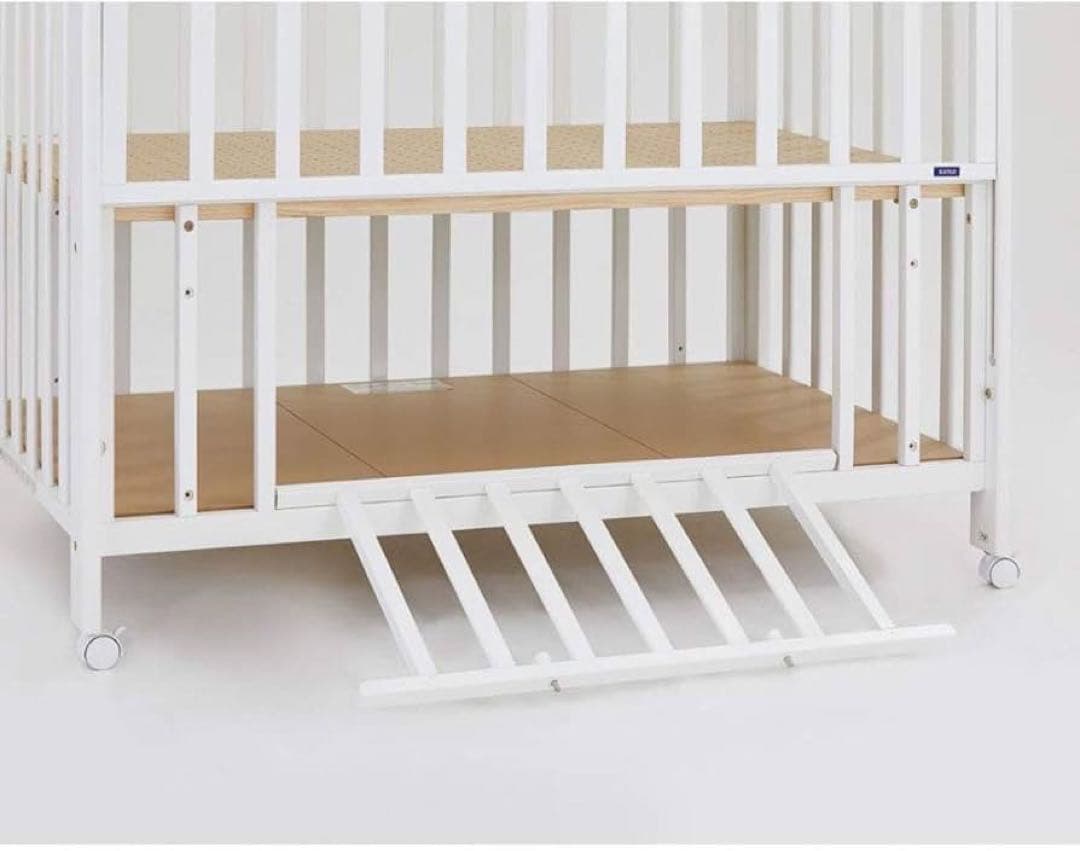 KATOJI ベビーベッド ホワイト 下段収納付き 手渡し 可