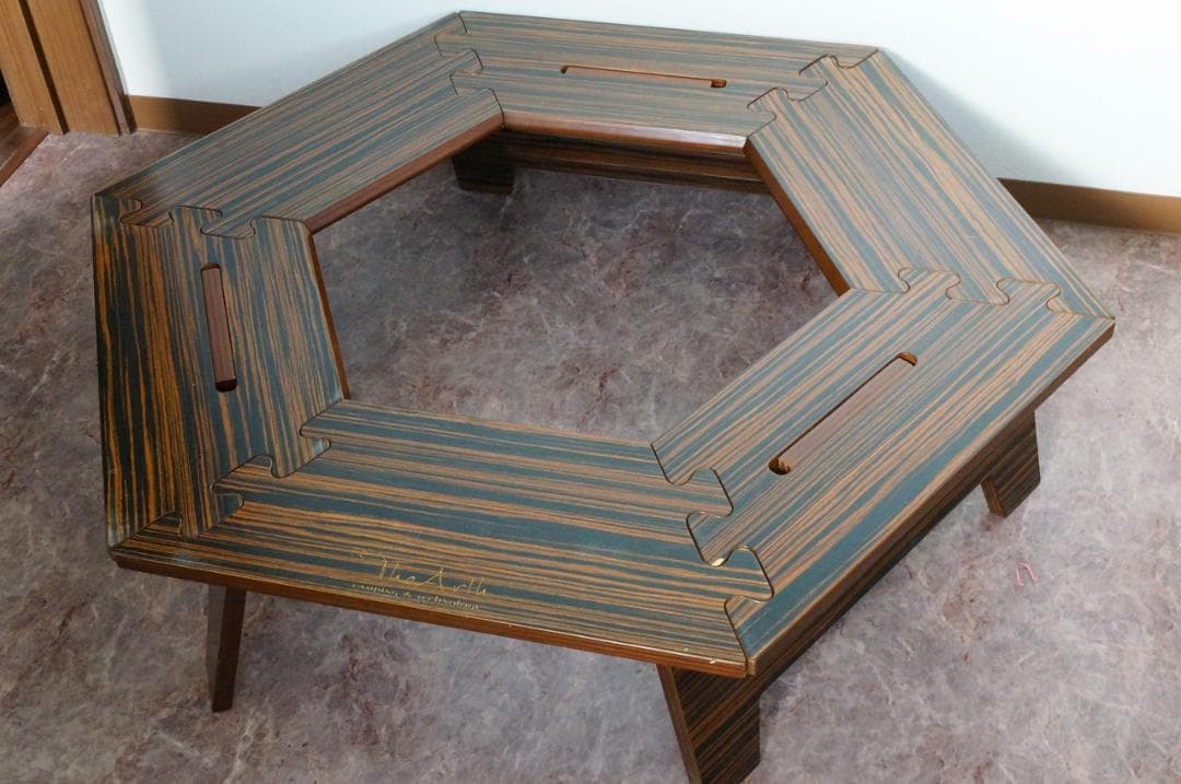 The arth ヘキサテーブル　黒しま次郎　六角テーブル５回使用