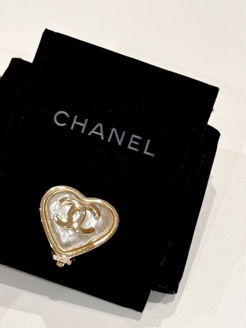 CHANEL ハート型 イヤリング 片方 パール シャネル
