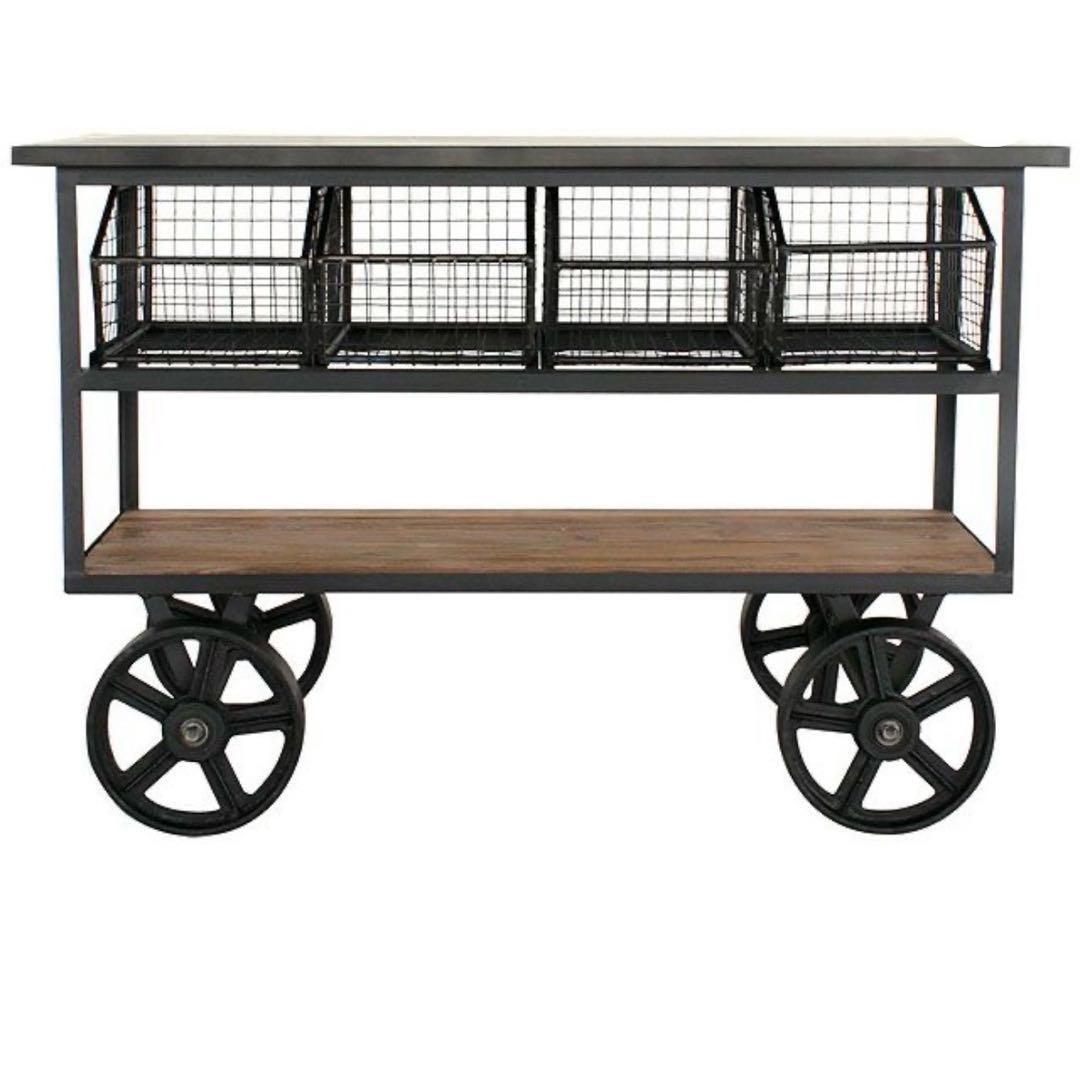 定価約8万 up town タイヤ付きサイドボード 古材 インダストリアル