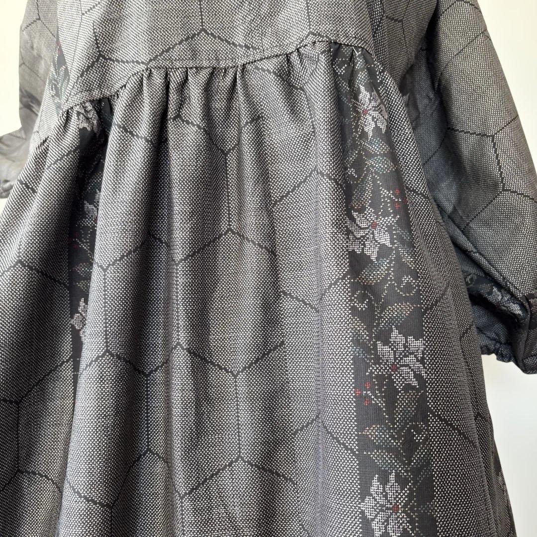 着物リメイク　古布大島紬　和装リメイク 和モダンカジュアル　旅行　体型カバー