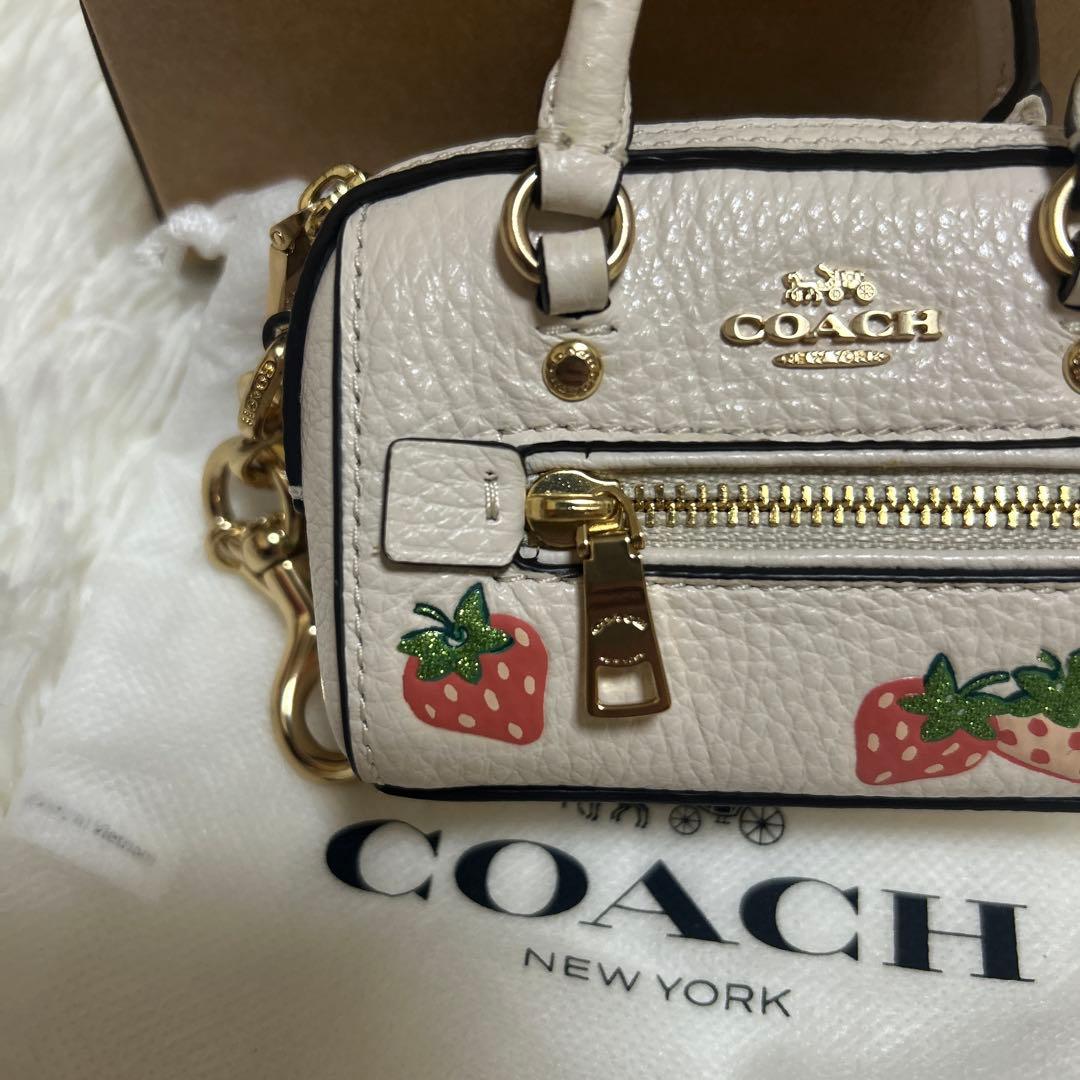 未使用級 コーチ ミニ バッグチャーム 小物入れ ローアン　ストロベリー