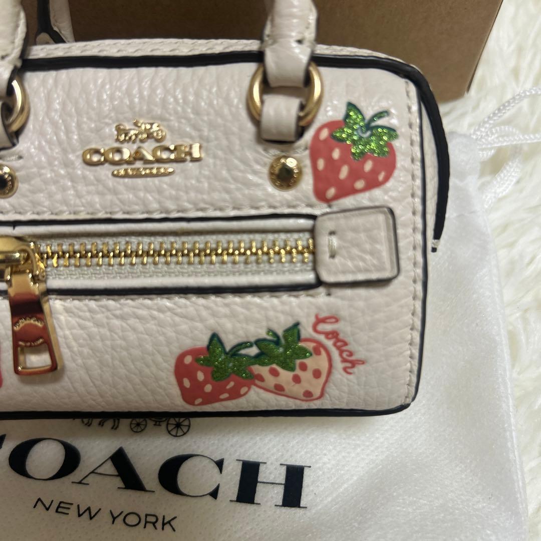 未使用級 コーチ ミニ バッグチャーム 小物入れ ローアン　ストロベリー