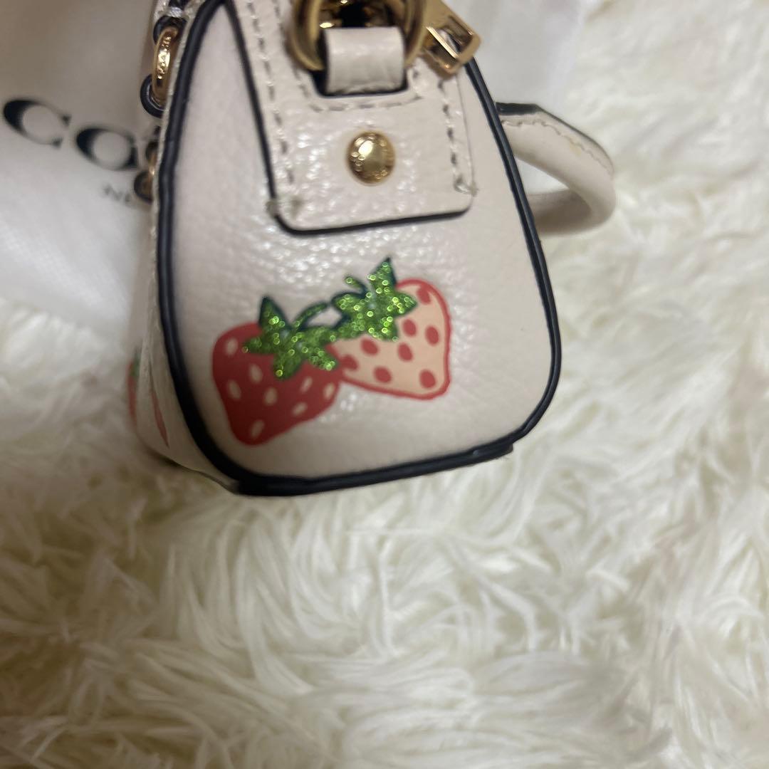 未使用級 コーチ ミニ バッグチャーム 小物入れ ローアン　ストロベリー