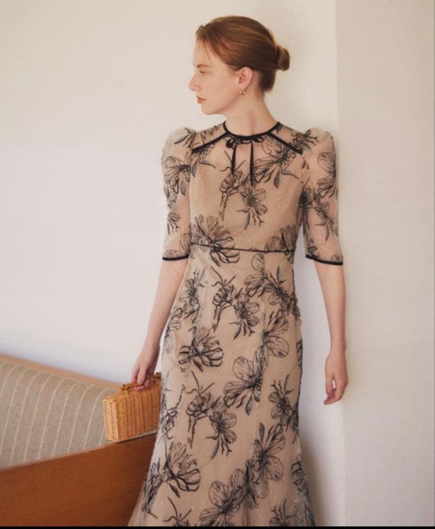 LEJA 花柄パフスリーブマーメイドドレス S