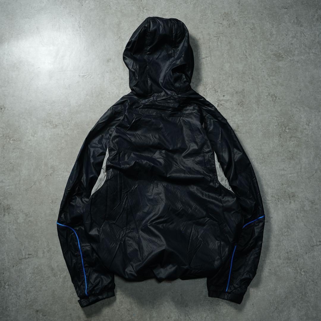 00s y2k NIKE フードナイロンジャケット 刺繍ロゴ 流線形 テック系