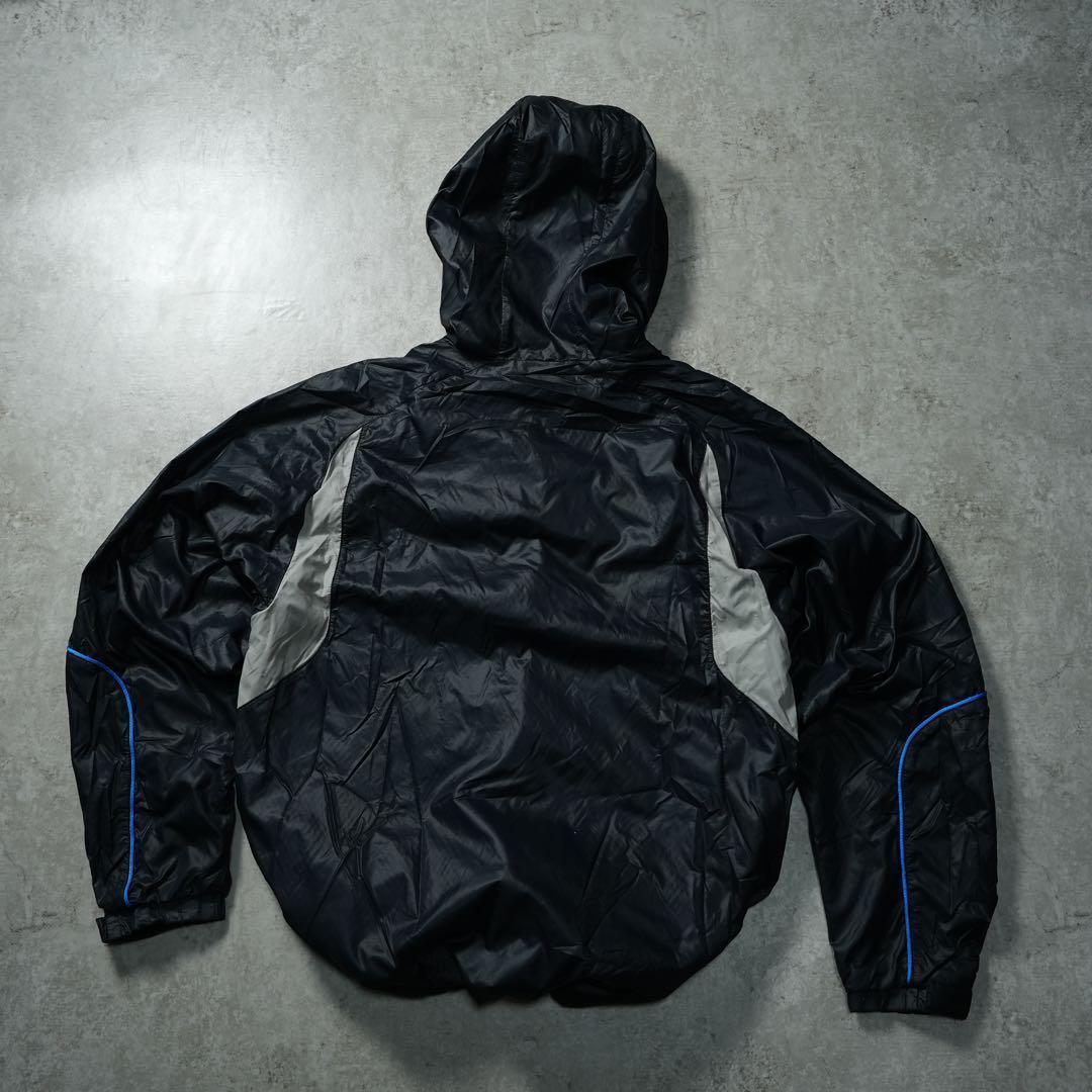 00s y2k NIKE フードナイロンジャケット 刺繍ロゴ 流線形 テック系