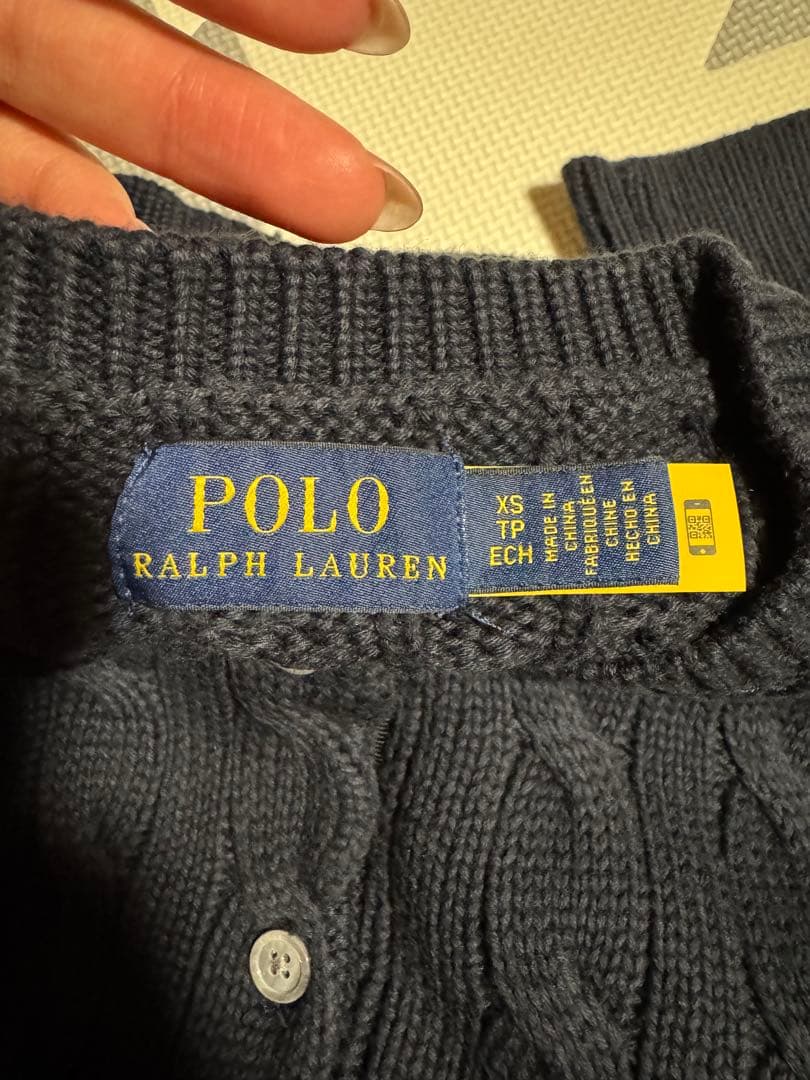 ポロラルフローレン　ケーブルニットカーディガン ネイビー　XS