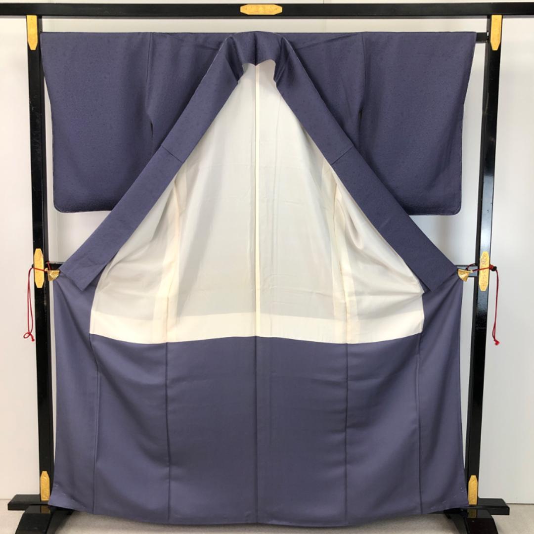 ☆ 色無地 螺鈿作家 甲斐泰造 二藍色 螺鈿 梅の花模様 しつけ糸 K-5433