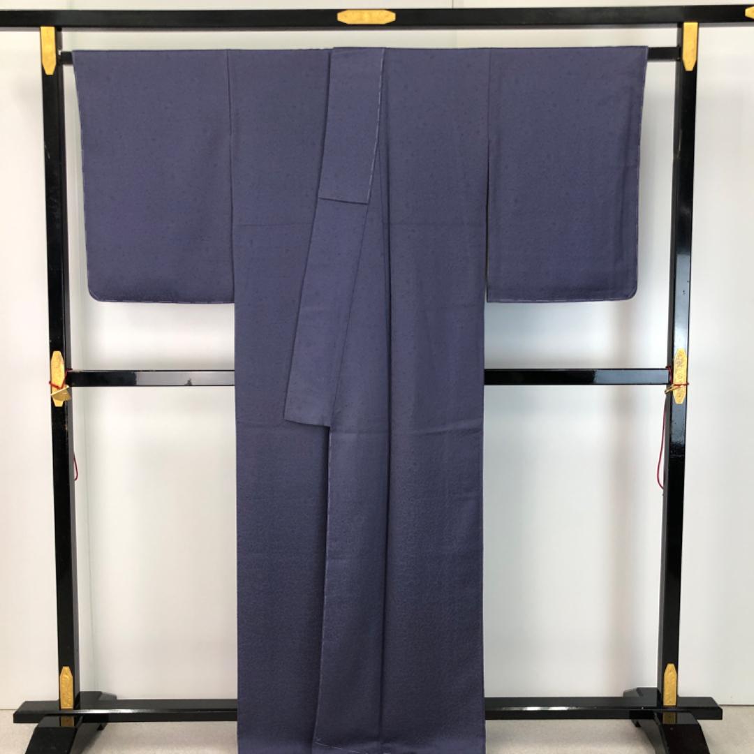 ☆ 色無地 螺鈿作家 甲斐泰造 二藍色 螺鈿 梅の花模様 しつけ糸 K-5433