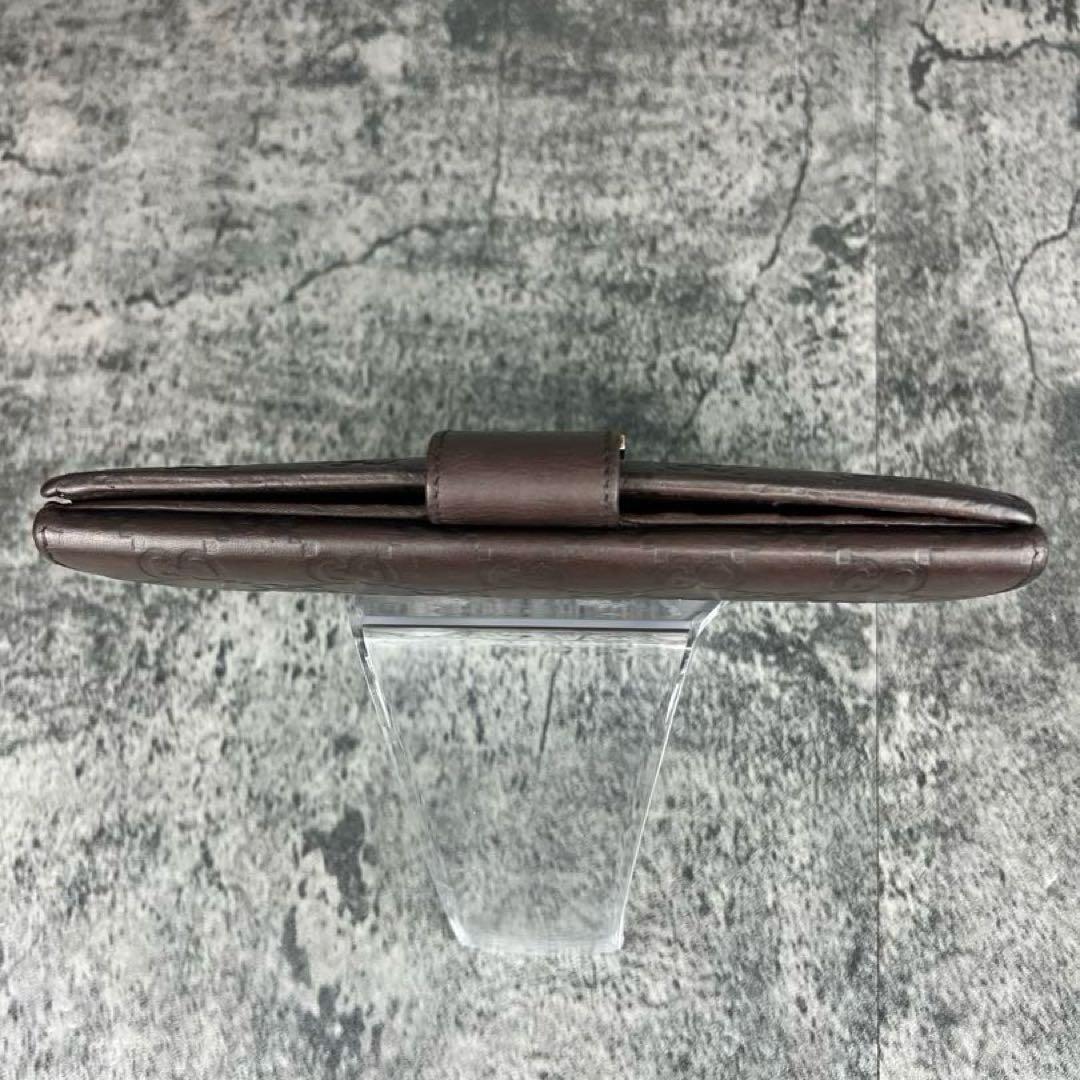 GUCCI シマ レザー エンボス GG ゴールド金具 Wホック