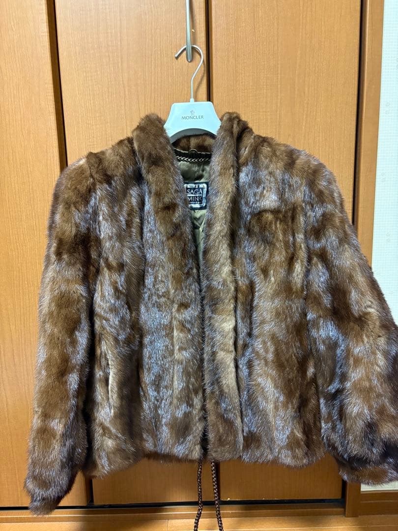 サガミンク　高級銀タグ　ミンクファー　リアルファー　毛皮コート　ブラウン