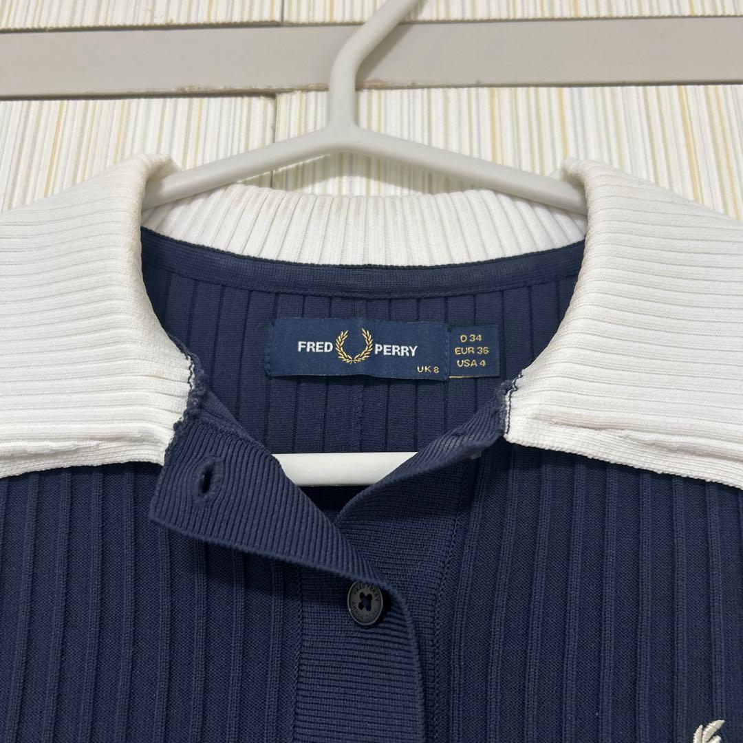 FRED PERRY 長袖ポロシャツ ネイビー/ホワイト