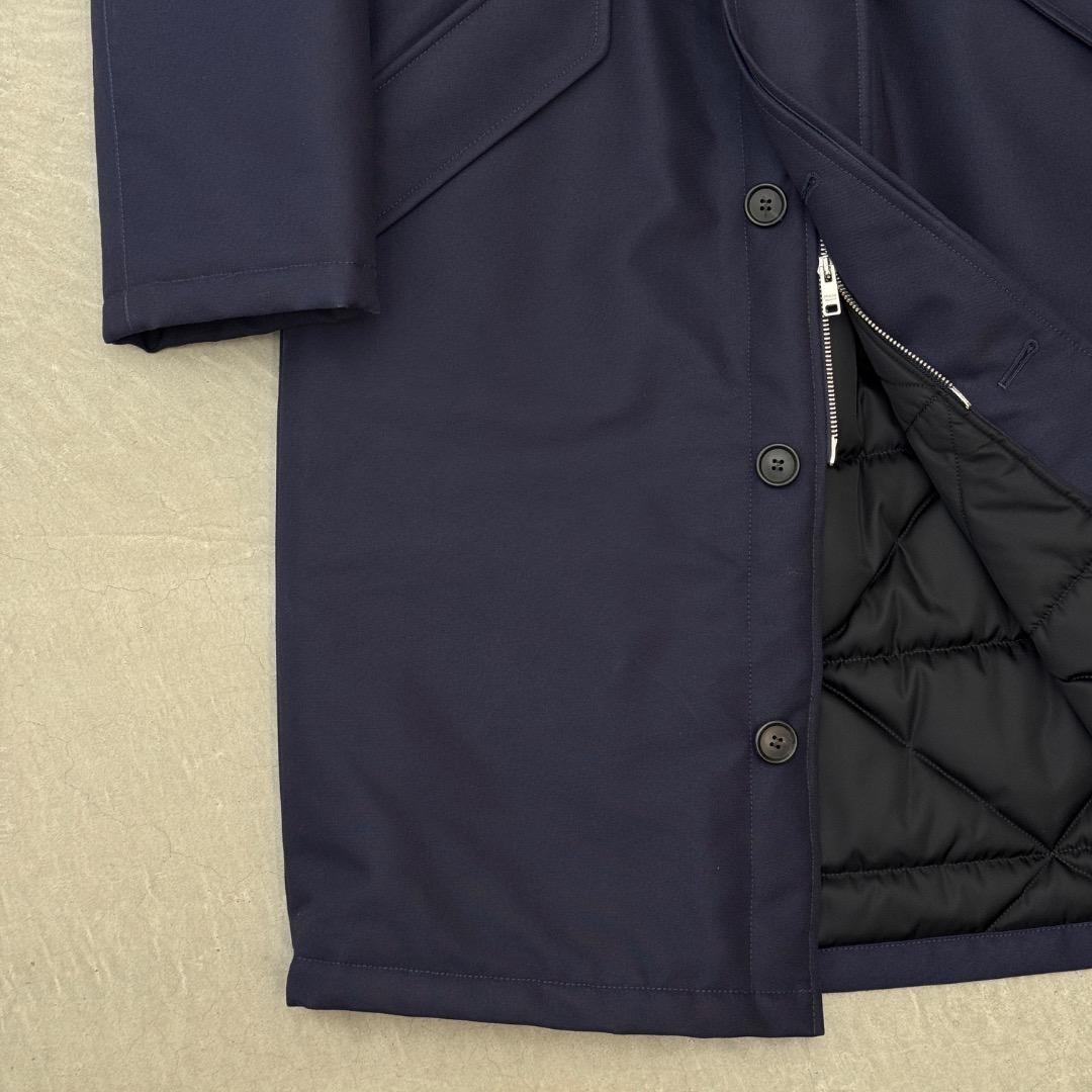 x*g様 【美品】 プラダ コート フーデット コットン モヘア ネイビー S