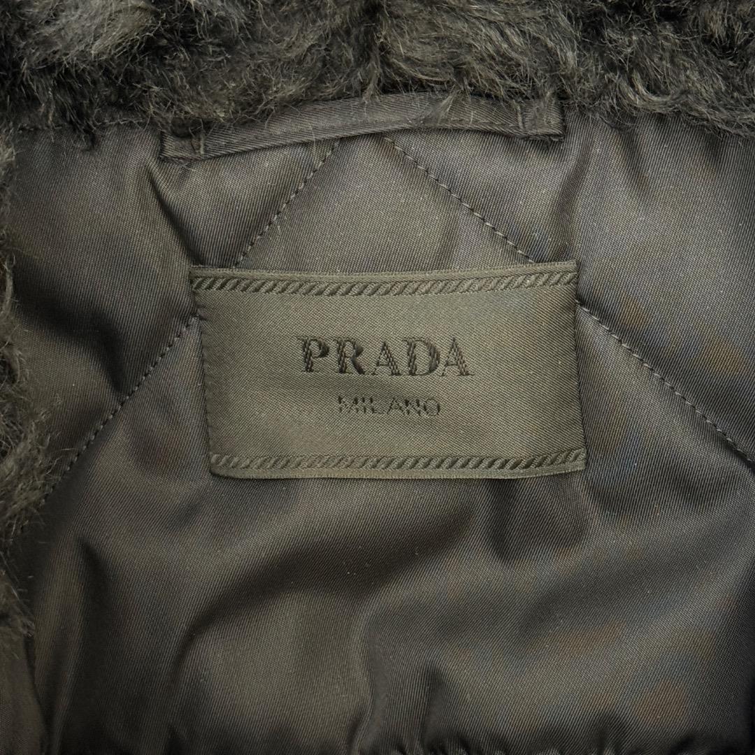 x*g様 【美品】 プラダ コート フーデット コットン モヘア ネイビー S