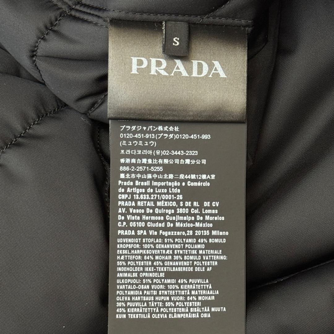 x*g様 【美品】 プラダ コート フーデット コットン モヘア ネイビー S