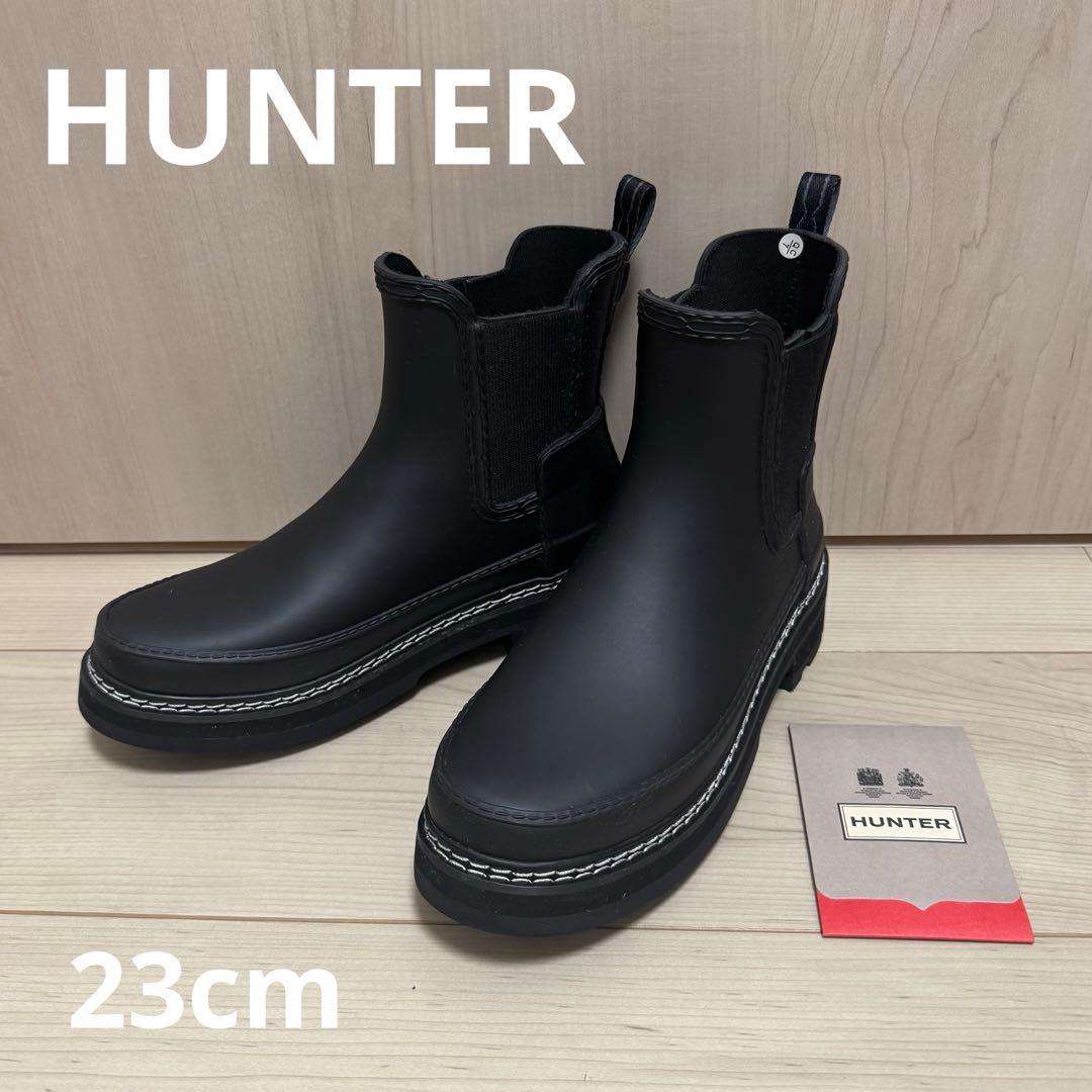 [新品未使用]HUNTER ブラック ハンター　レインブーツ　サイドゴア