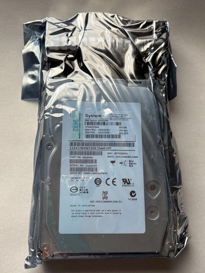IBM 44W2244 600GB SAS HDD 新品未開封