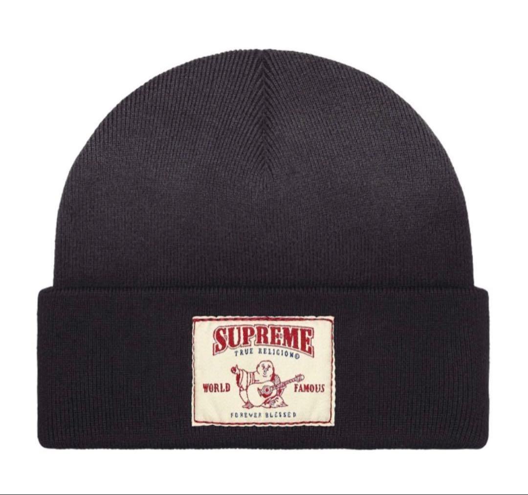 SUPREME True Religion ニット帽 ロゴ パッチ付き 黒