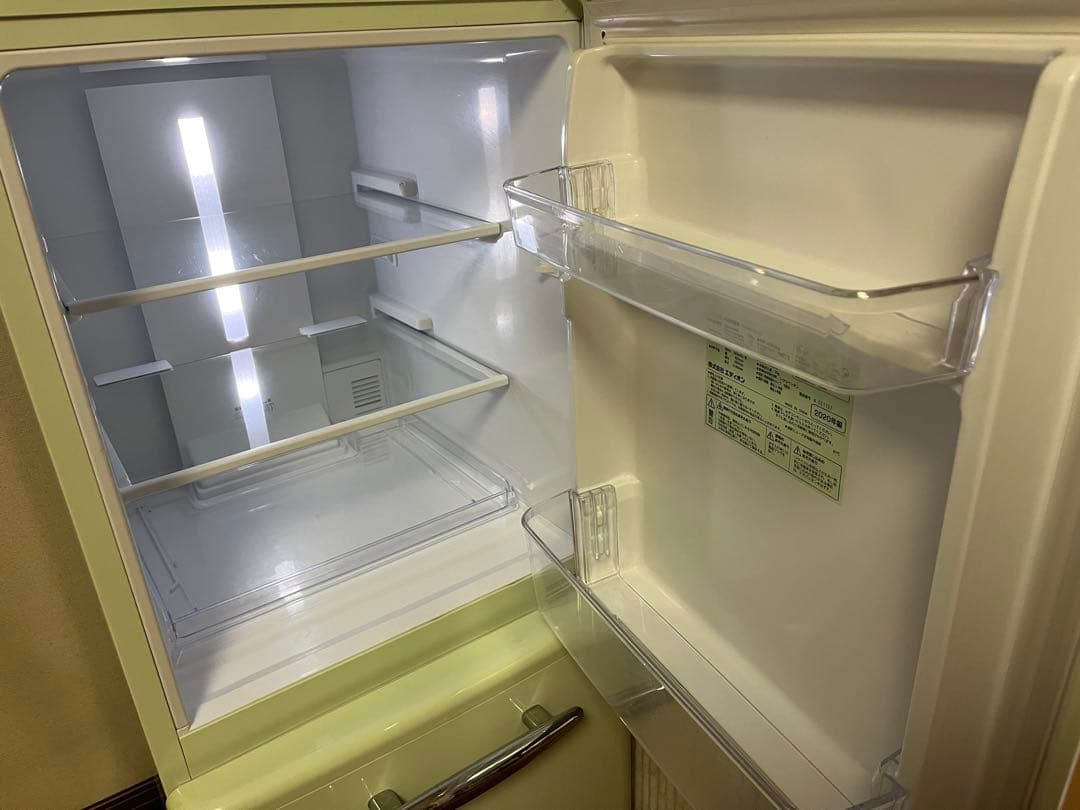 美品 2ドア ノンフロン冷凍冷蔵庫 149L グリーン e-angle 霜なし
