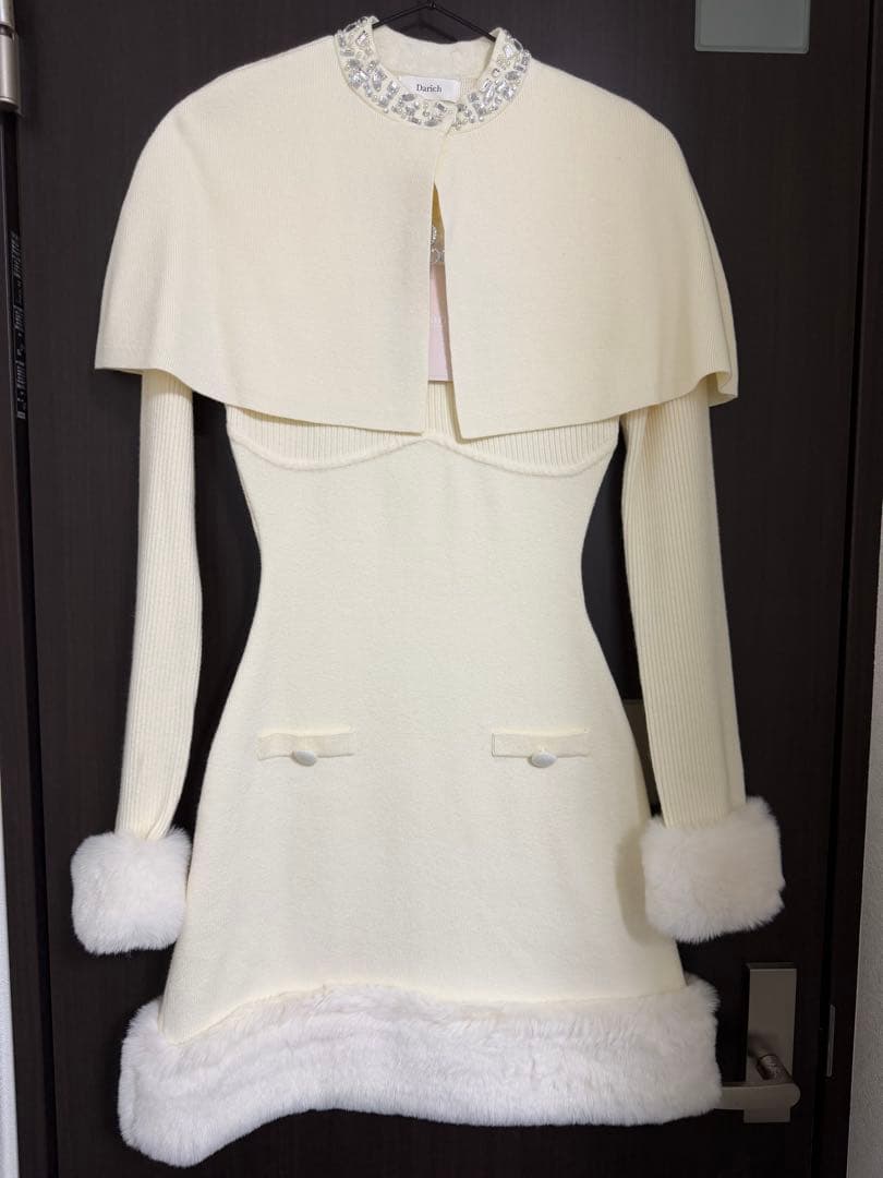 Darich ビジューケープニットミニワンピース