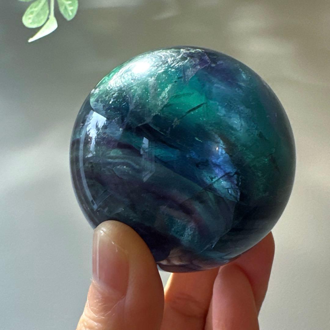人*析様 ブルーフローライト　スフィア　5.6㎝　289g マリンブルー　フロー