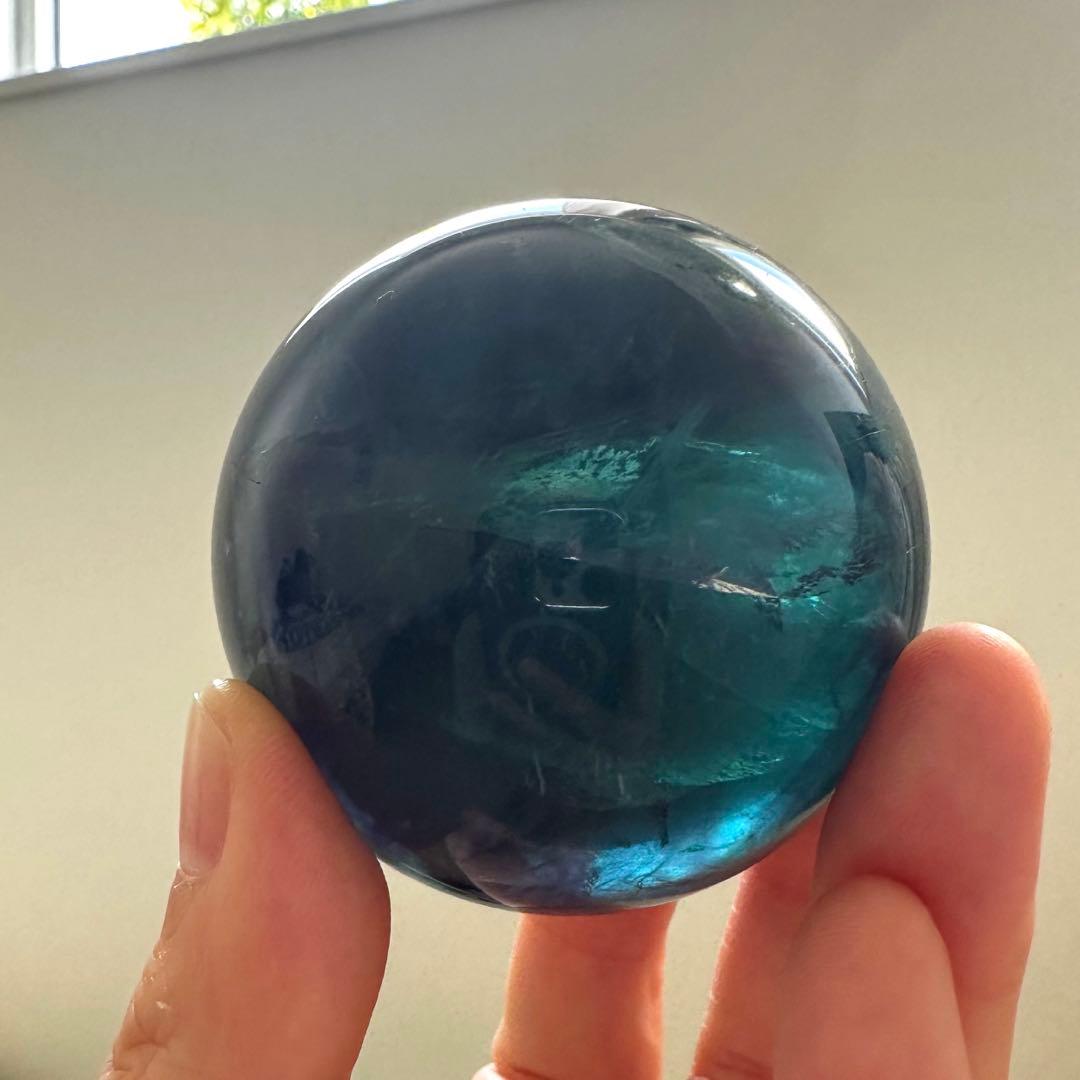 人*析様 ブルーフローライト　スフィア　5.6㎝　289g マリンブルー　フロー