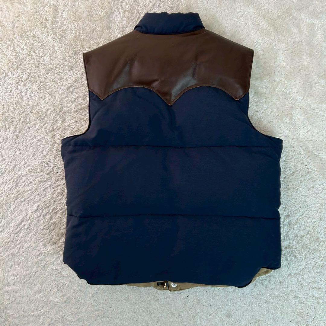 SUGAR CANE シュガーケーン ダウンベストネイビー ブラウン レザー M