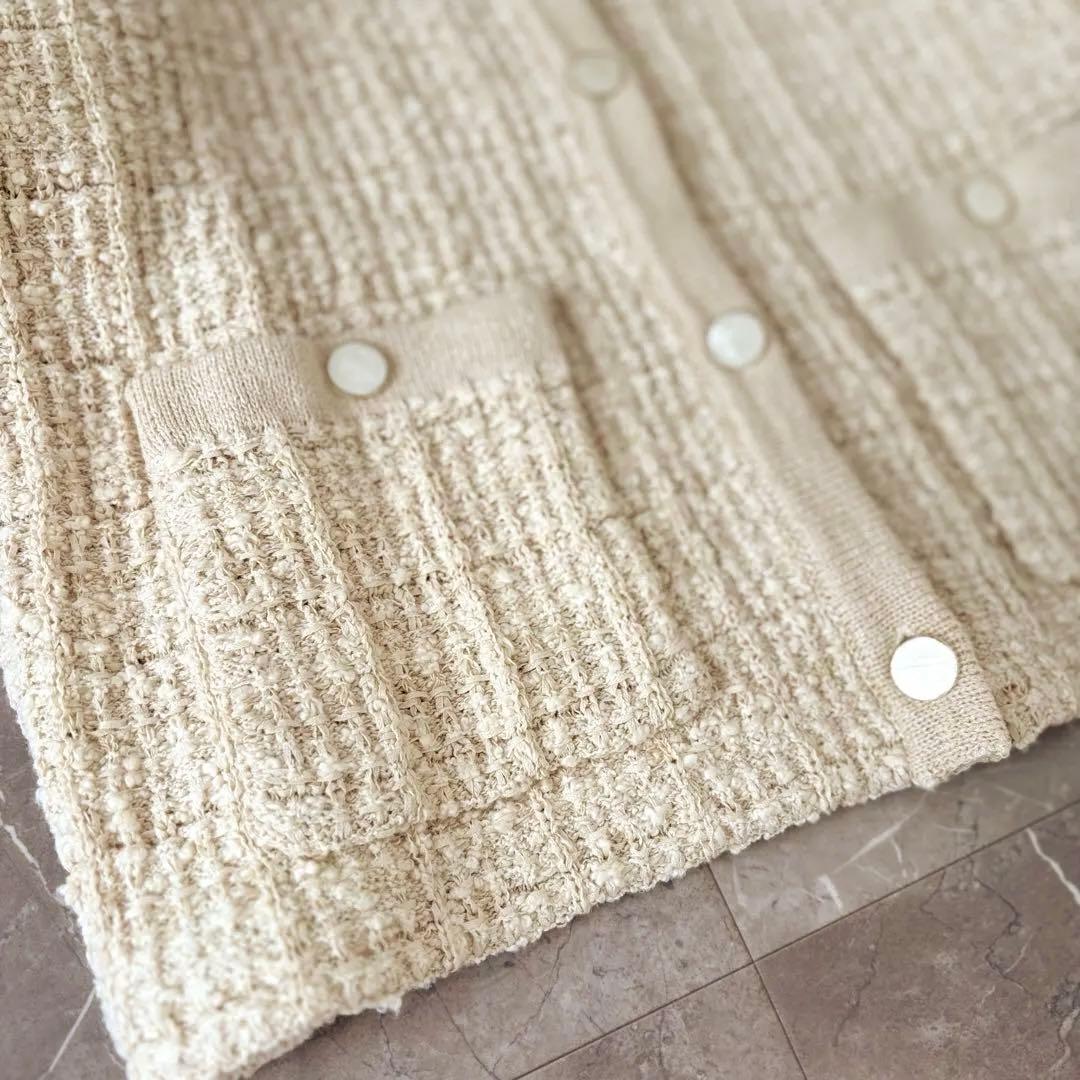 美品✨北欧、暮らしの道具店 「カジュアルも、きちんとも」ツイードニットジャケット