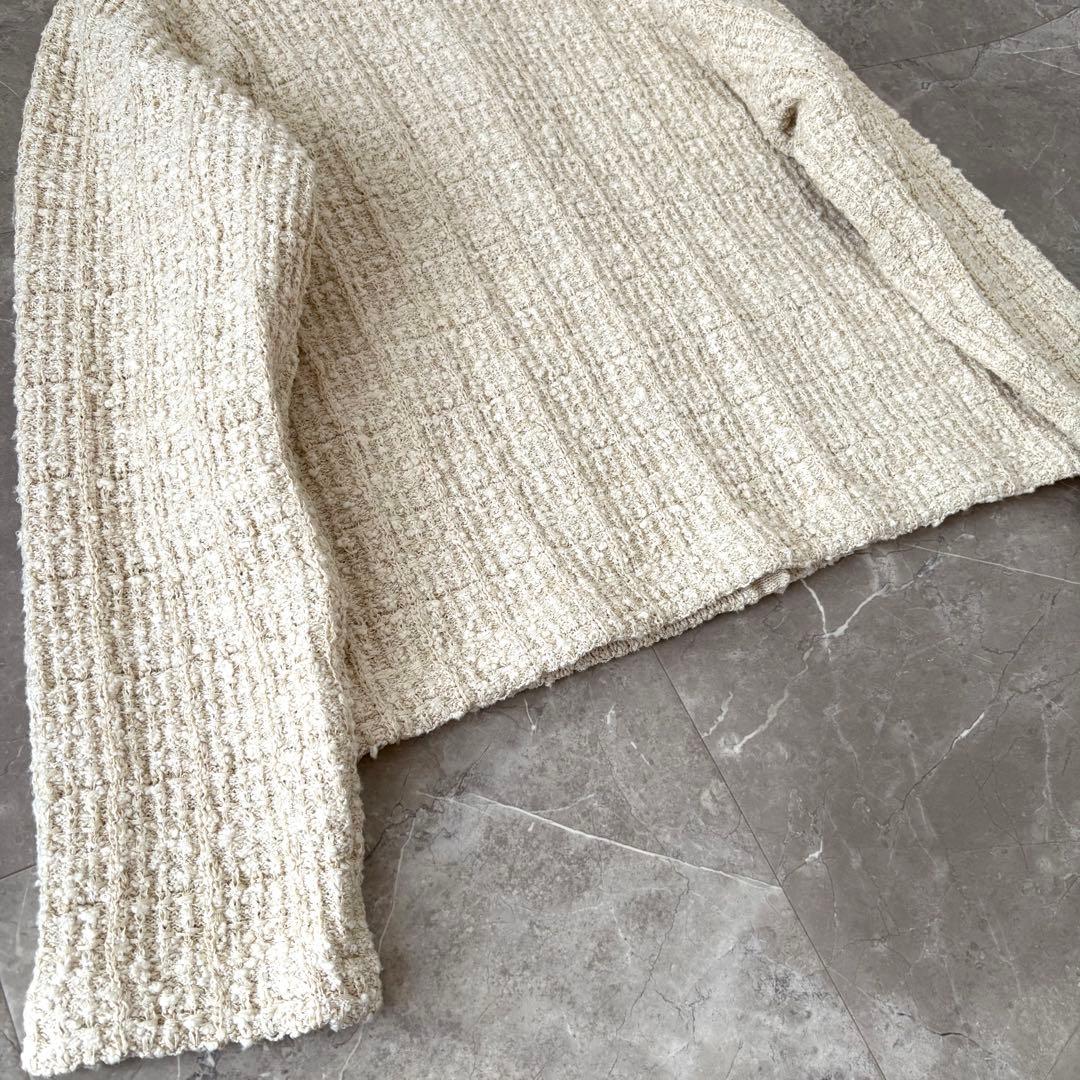 美品✨北欧、暮らしの道具店 「カジュアルも、きちんとも」ツイードニットジャケット