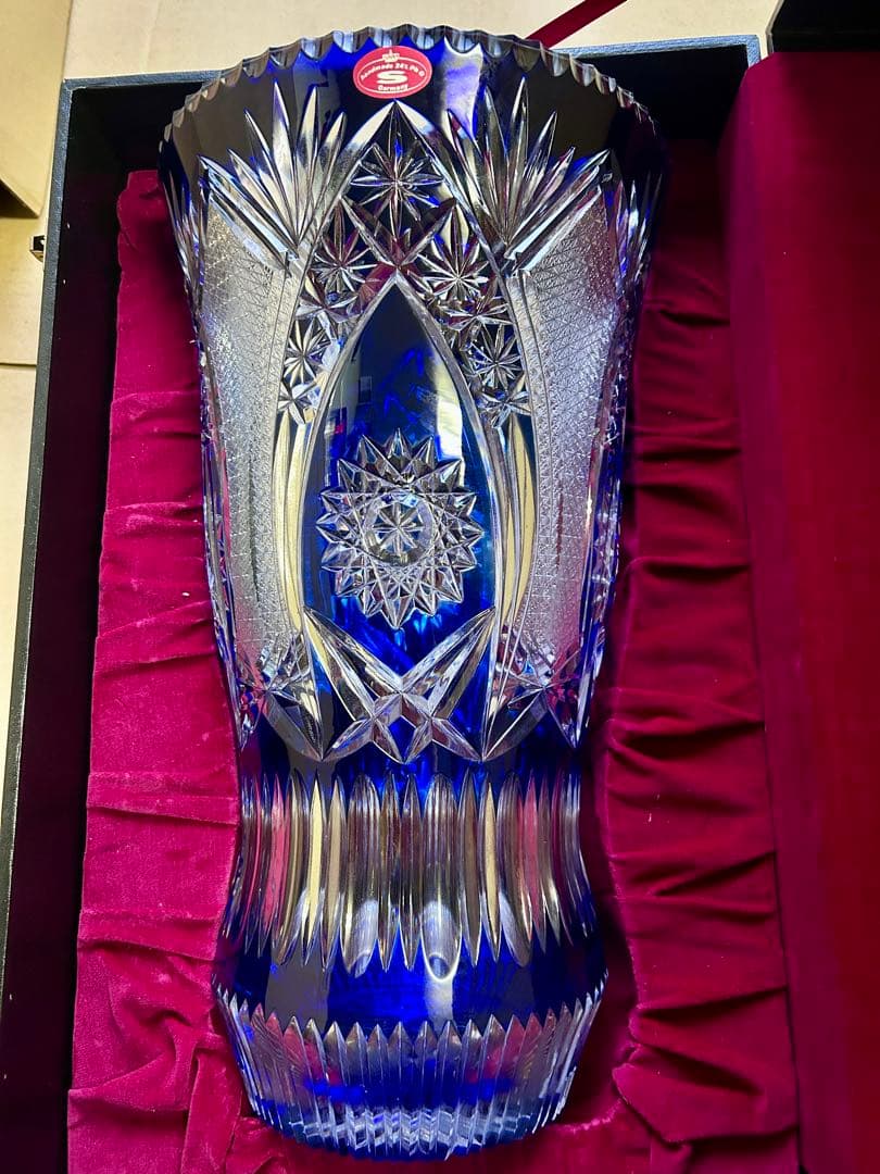 ドイツ　クリスタルガラス花瓶 色披 大型 高さ約40cm