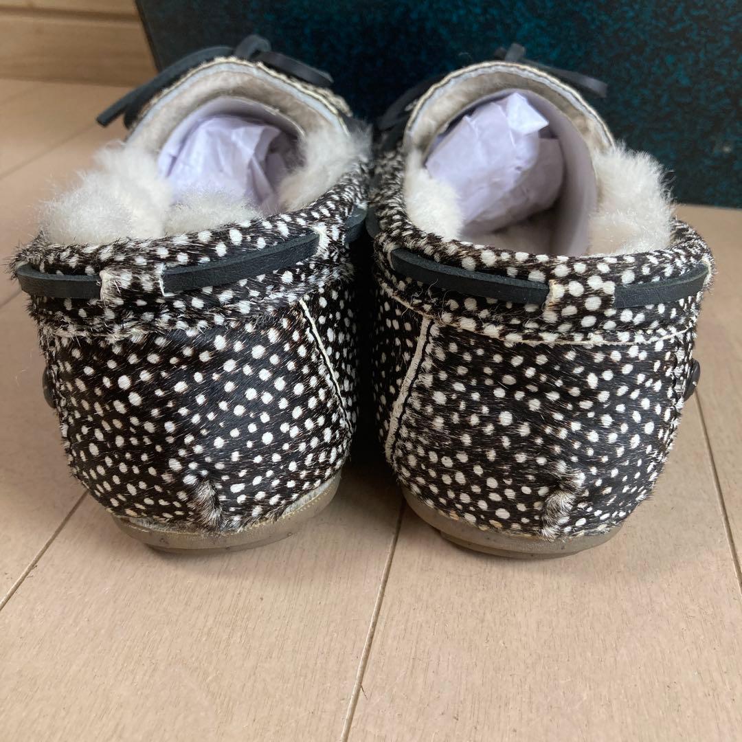 【美品】エミュー emu Amity モカシン シューズ ハラコ ムートン 総柄