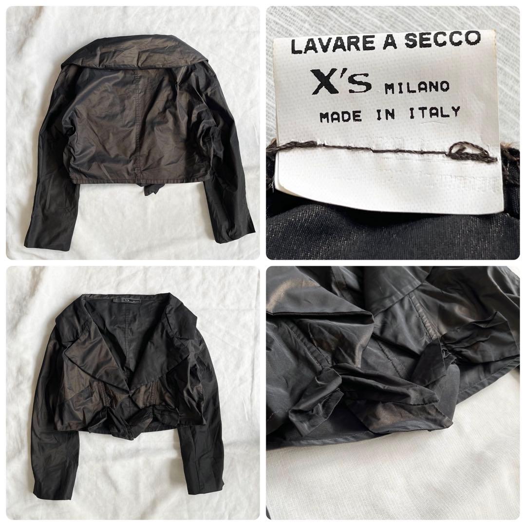 つっきー イタリア製ヴィンテージ 裾リボン クロップド丈パテッドジャケット