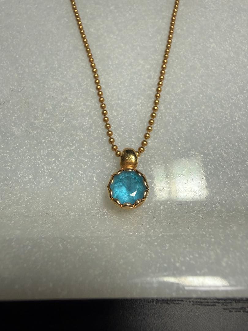 【K18 / 750 刻印あり‼️】ブルートパーズ ネックレス 40cm ゴールド