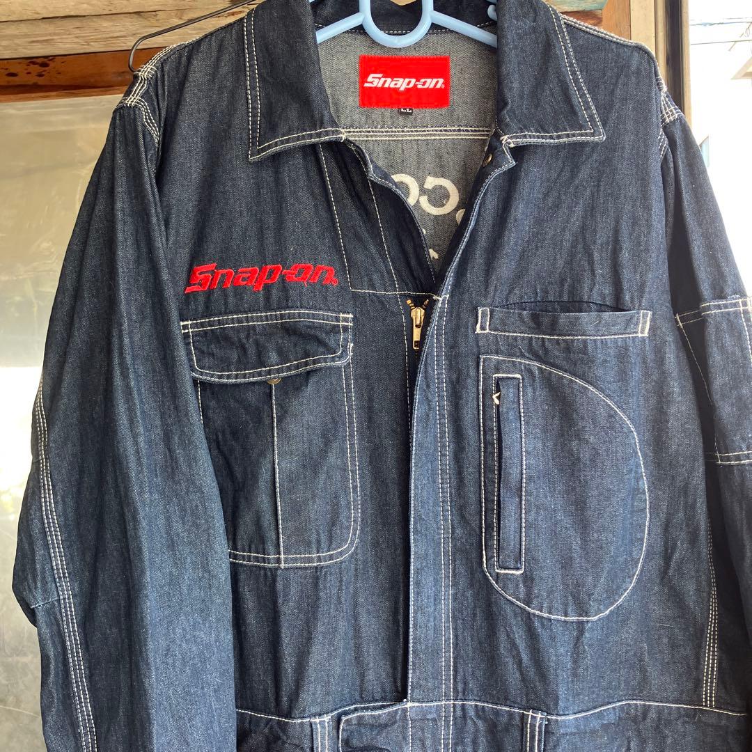 Snap-on ダークデニム オーバーオール