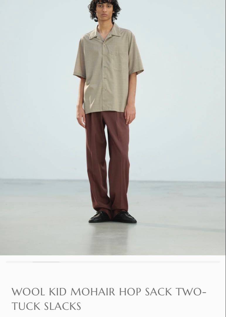 スーツ WOOL KID MOHAIR HOPSACK TWO-TUCK SLACKS